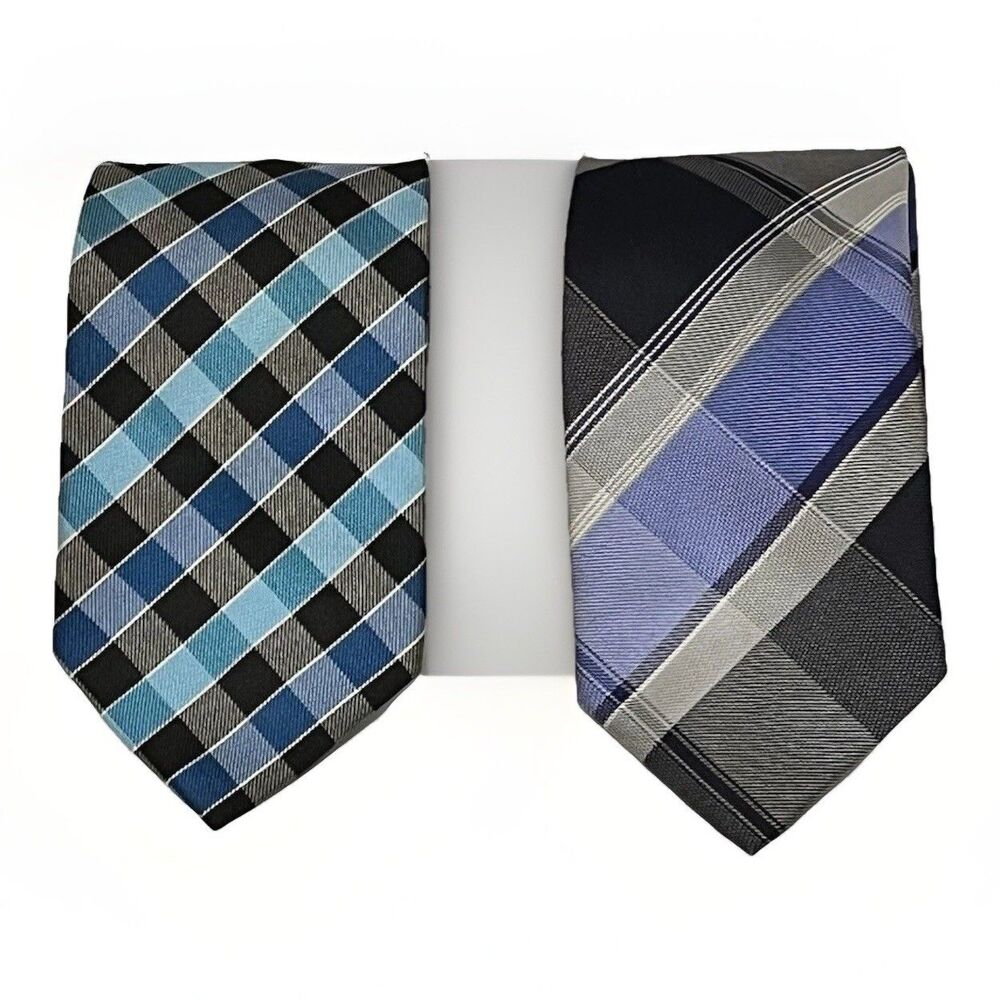 Ziggurat Necktie 100% Polyester Geometric Pattern Excellent Lot Of 2 Ties